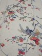 Photo1: 3E03z60  Japanese Kimono Silk  FABRIC Flower Off-white 49.2x14.6 (1)