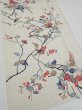 Photo2: 3E04z60  Japanese Kimono Silk  FABRIC Flower Off-white 44.5x14.6 (2)