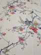 Photo1: 3E05z80  Japanese Kimono Silk  FABRIC Flower Off-white 65.4x14.6 (1)