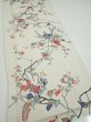 Photo2: 3E05z80  Japanese Kimono Silk  FABRIC Flower Off-white 65.4x14.6 (2)