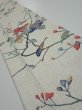 Photo1: 3E08z40  Japanese Kimono Silk  FABRIC Flower Off-white 63.0x7.1 (1)