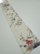 Photo1: 3E09z30  Japanese Kimono Silk  FABRIC Flower Off-white 37.0x7.1 (1)