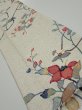 Photo2: 3E09z30  Japanese Kimono Silk  FABRIC Flower Off-white 37.0x7.1 (2)