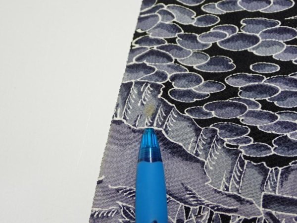 Photo6: 3E05z90  Japanese Kimono Silk  FABRIC Garden Black 64.2x14.2 (6)