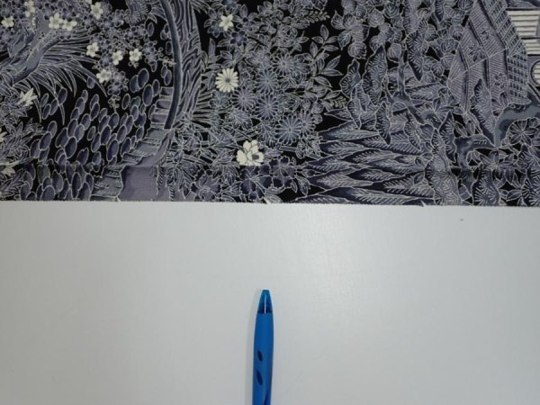 Photo6: 3E06z50  Japanese Kimono Silk  FABRIC Garden Black 58.3x7.5 (6)