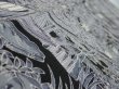 Photo3: 3E09z30  Japanese Kimono Silk  FABRIC Garden Black 35.0x6.7 (3)