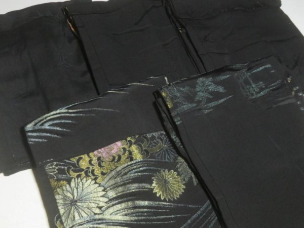 Photo2: 6GHB4z14  Japanese Kimono Silk BLACK HAORI 25pcs FREE SHIPPING (2)