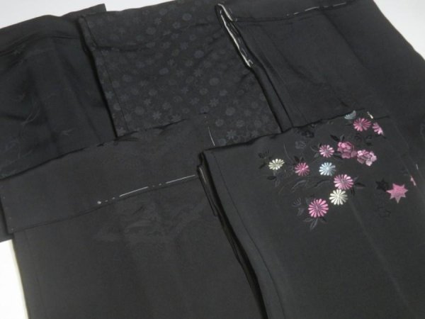 Photo7: 6GHB4z14  Japanese Kimono Silk BLACK HAORI 25pcs FREE SHIPPING (7)