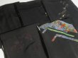 Photo8: 6GHB5z14  Japanese Kimono Silk BLACK HAORI 25pcs FREE SHIPPING (8)