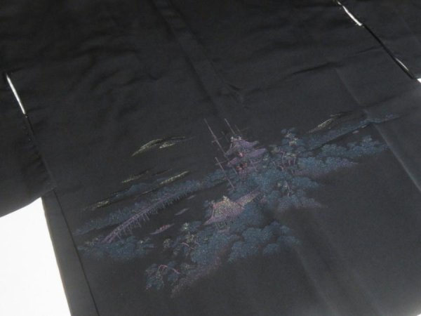Photo4: 6GHB6z14  Japanese Kimono Silk BLACK HAORI 25pcs FREE SHIPPING (4)