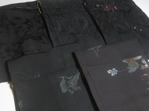 Photo8: 6GHB6z14  Japanese Kimono Silk BLACK HAORI 25pcs FREE SHIPPING (8)