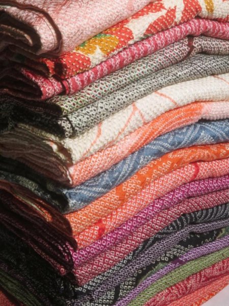 Photo1: 6SHG2z12  Japanese Kimono Silk SHIBORI HAORI 20pcs FREE SHIPPING (1)