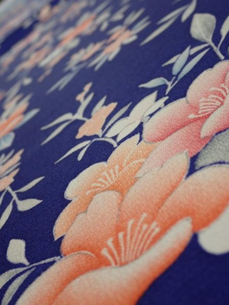 Photo4: 3E02z60  Japanese Kimono Silk  FABRIC Flower  45.7x14.4 (4)