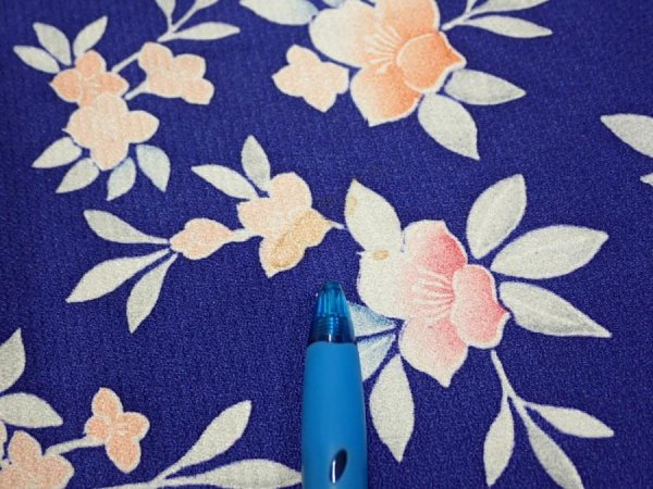 Photo6: 3E03z90  Japanese Kimono Silk  FABRIC Flower  65.4x14.4 (6)