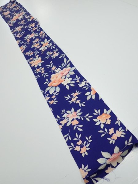 Photo5: 3E07z40  Japanese Kimono Silk  FABRIC Flower  59.1x7.1 (5)