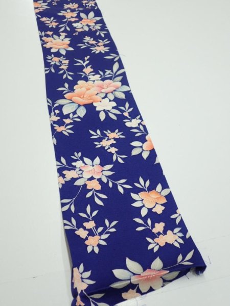 Photo3: 3E08z40  Japanese Kimono Silk  FABRIC Flower  58.7x7.1 (3)