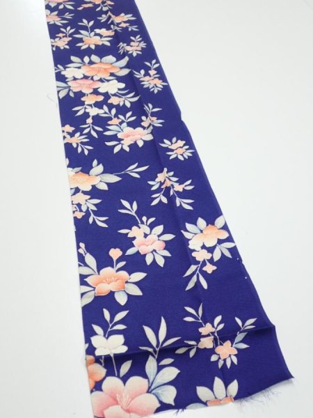 Photo3: 3E09z50  Japanese Kimono Silk  FABRIC Flower  81.5x7.1 (3)