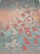 Photo1: 3E01z60  Japanese Kimono Silk  FABRIC Flowers Pink 43.3x14.6 (1)