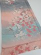 Photo2: 3E01z60  Japanese Kimono Silk  FABRIC Flowers Pink 43.3x14.6 (2)