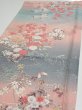 Photo3: 3E01z60  Japanese Kimono Silk  FABRIC Flowers Pink 43.3x14.6 (3)