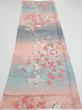 Photo5: 3E01z60  Japanese Kimono Silk  FABRIC Flowers Pink 43.3x14.6 (5)