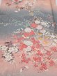 Photo1: 3E02z60  Japanese Kimono Silk  FABRIC Flowers Pink 44.1x14.6 (1)