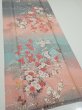 Photo2: 3E04z90  Japanese Kimono Silk  FABRIC Flowers Pink 66.1x14.6 (2)