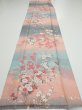 Photo5: 3E05z90  Japanese Kimono Silk  FABRIC Flowers Pink 66.1x14.6 (5)