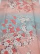 Photo1: 3E06z90  Japanese Kimono Silk  FABRIC Flowers Pink 66.5x14.6 (1)
