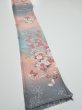 Photo2: 3E07z40  Japanese Kimono Silk  FABRIC Flowers Pink 59.1x7.3 (2)