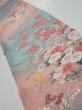 Photo1: 3E08z40  Japanese Kimono Silk  FABRIC Flowers Pink 59.8x7.3 (1)