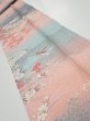 Photo1: 3E09z60  Japanese Kimono Silk  FABRIC Flowers Pink 84.3x7.3 (1)