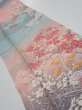 Photo2: 3E10z30  Japanese Kimono Silk  FABRIC Flowers Pink 37.8x7.3 (2)