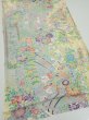 Photo3: 3E01z60  Japanese Kimono Silk  FABRIC Flower cart Light yellow 44.1x14.8 (3)