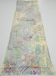 Photo5: 3E01z60  Japanese Kimono Silk  FABRIC Flower cart Light yellow 44.1x14.8 (5)