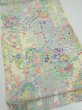 Photo2: 3E02z60  Japanese Kimono Silk  FABRIC Flower cart Light yellow 44.1x14.6 (2)