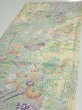 Photo3: 3E02z60  Japanese Kimono Silk  FABRIC Flower cart Light yellow 44.1x14.6 (3)