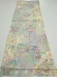 Photo5: 3E02z60  Japanese Kimono Silk  FABRIC Flower cart Light yellow 44.1x14.6 (5)