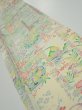 Photo1: 3E07z40  Japanese Kimono Silk  FABRIC Flower cart Light yellow 60.6x7.3 (1)