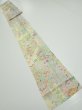 Photo4: 3E09z60  Japanese Kimono Silk  FABRIC Flower cart Light yellow 87.8x7.3 (4)
