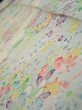 Photo5: 3E09z60  Japanese Kimono Silk  FABRIC Flower cart Light yellow 87.8x7.3 (5)