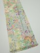 Photo3: 3E10z30  Japanese Kimono Silk  FABRIC Flower cart Light yellow 33.9x7.3 (3)