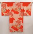 Photo1: 6622T01z450 Antique Japanese Kimono Silk JUBAN Royal cart Tomato red (1)
