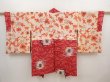 Photo6: 6622T02z400 Vintage Japanese Kimono Silk MEISEN HAORI Rose Dull red (6)