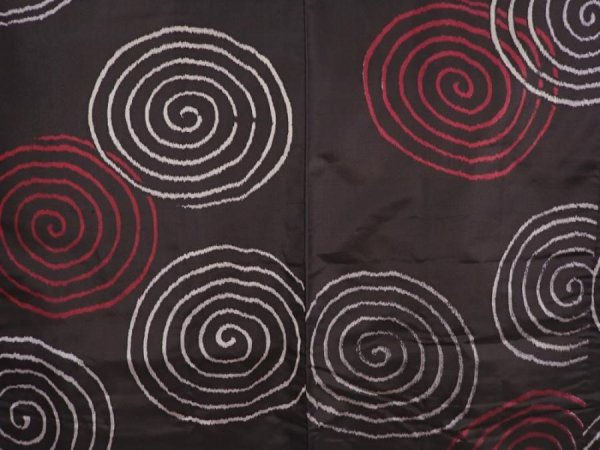Photo3: 6622T03z440 Vintage Japanese Kimono Silk MEISEN HAORI  Black (3)