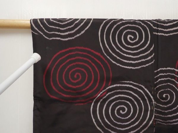 Photo5: 6622T03z440 Vintage Japanese Kimono Silk MEISEN HAORI  Black (5)