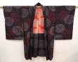 Photo7: 6622T03z440 Vintage Japanese Kimono Silk MEISEN HAORI  Black (7)