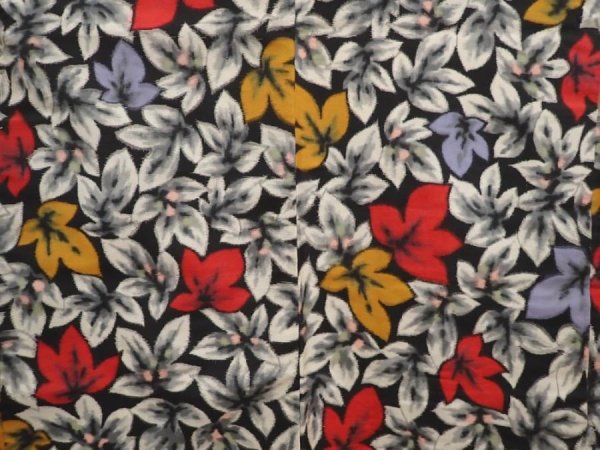 Photo3: 6622T05z470 Vintage Japanese Kimono Silk MEISEN HAORI Leaf Black (3)
