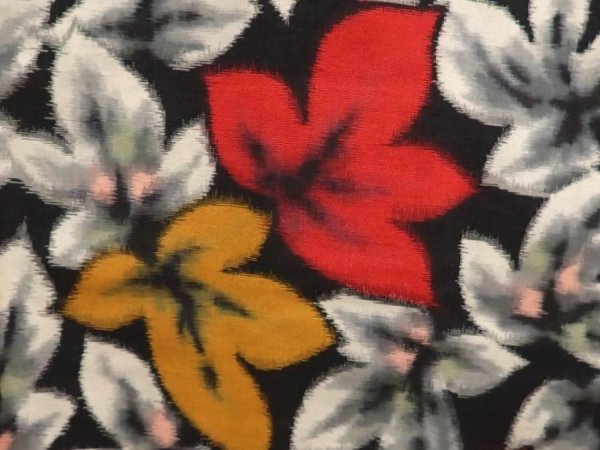 Photo4: 6622T05z470 Vintage Japanese Kimono Silk MEISEN HAORI Leaf Black (4)