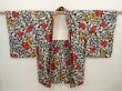 Photo5: 6622T05z470 Vintage Japanese Kimono Silk MEISEN HAORI Leaf Black (5)